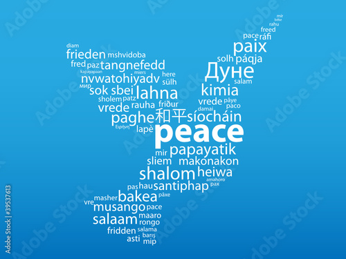 "PEACE" Tag Cloud (white dove symbol hope friendship war)