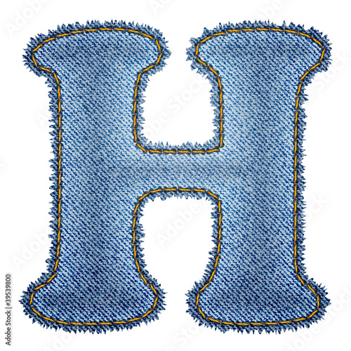 Jeans alphabet. Denim letter H