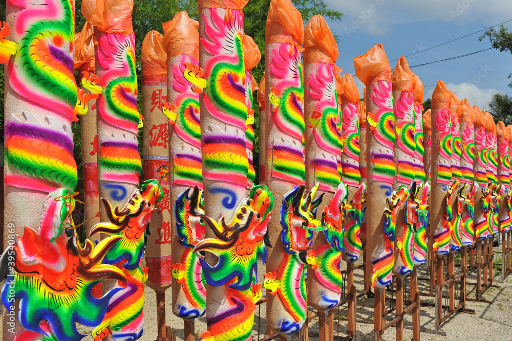 Rows Of Huge Incense Sticks At A Temple Celebration