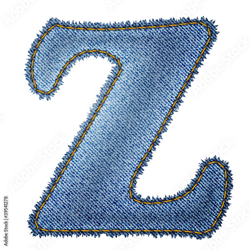 Jeans alphabet. Denim letter Z
