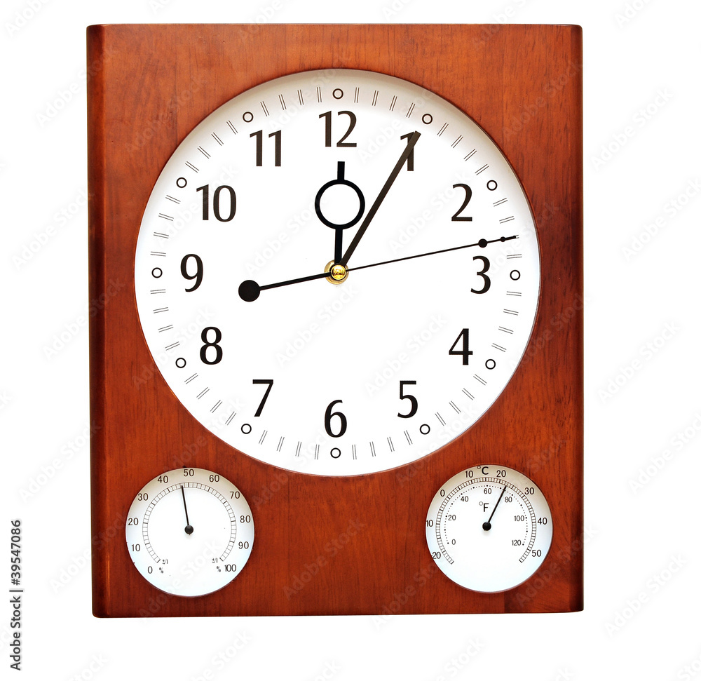 Wooden wall clock isolated on white background Wooden wall clock isolated on white background