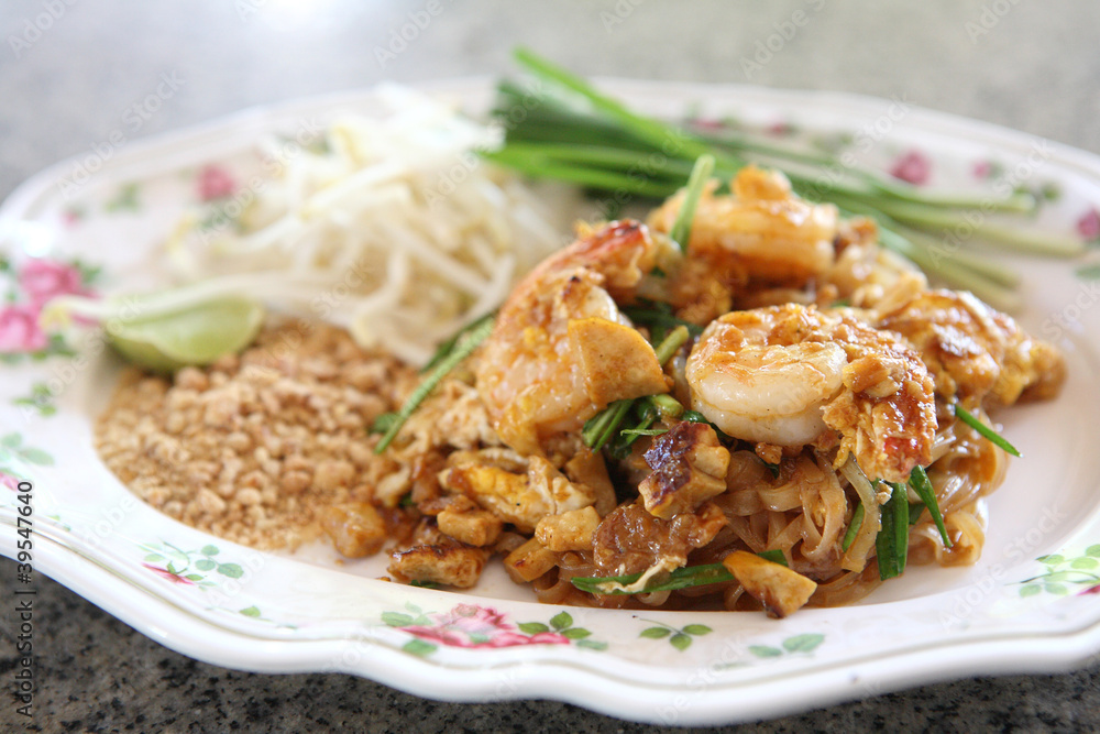 Thai food padthai fried noodle with shrimp Thai food padthai fried noodle with shrimp