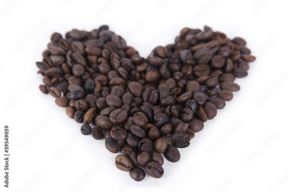 Heart made of coffee beans Heart made of coffee beans
