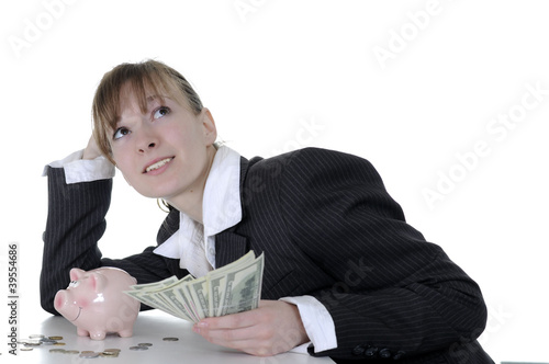 Business woman, having control over money and dreaming photo