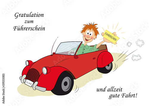 Gratulations Karte zur bestandenen Führerscheinprüfung photo
