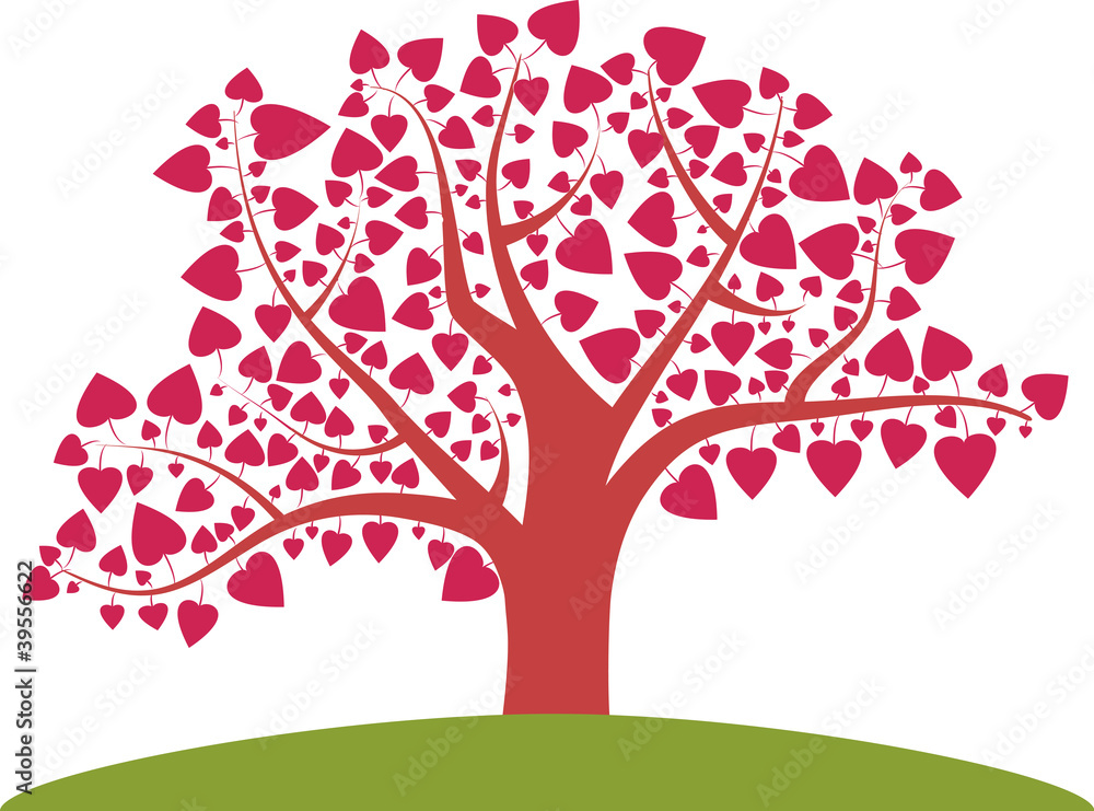 Obraz premium Tree with heart leaves vector
