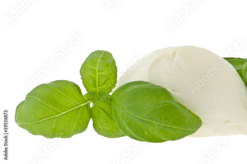 Mozzarella cheese and fresh basil (with clipping path)