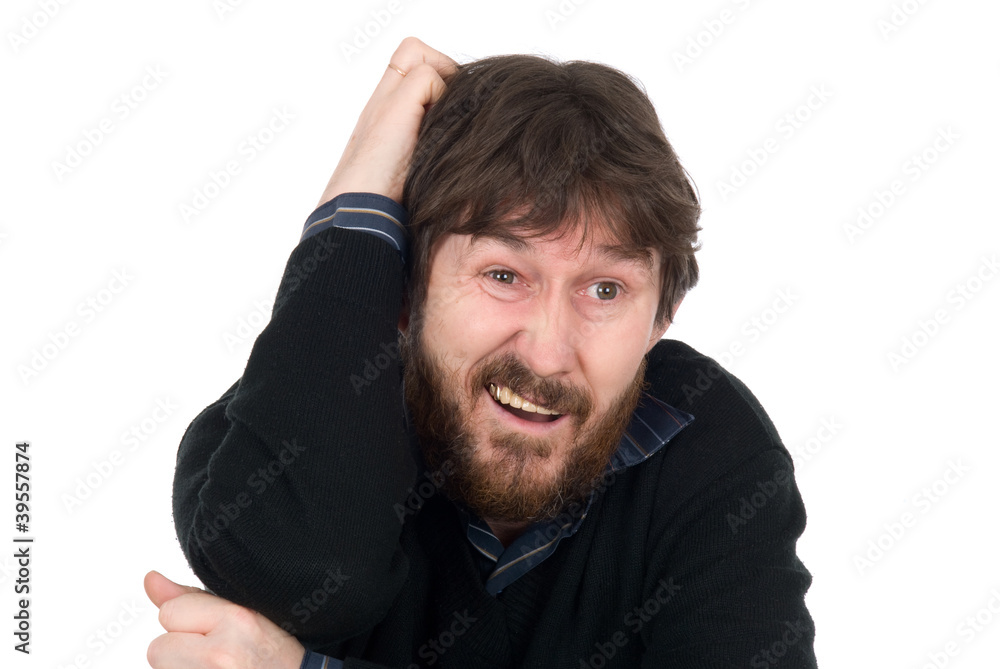 The upset man holds a hand on a head The upset man holds a hand on a head