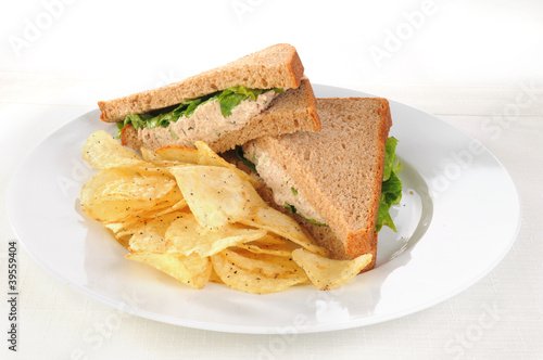 Tuna sandwich and potato chips