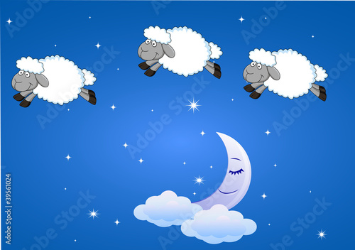 Sheep with moon and stars