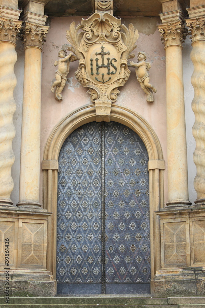 Entrance door of a baroque style church