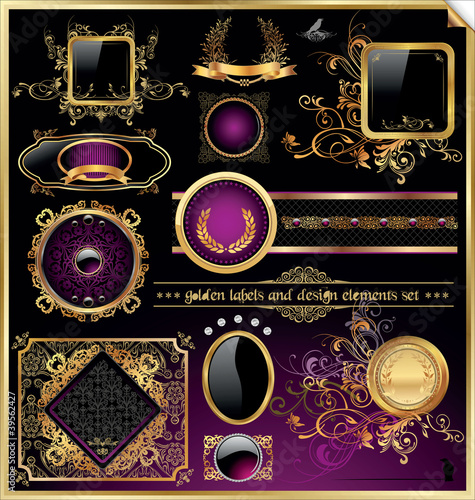 vector set: gold-framed labels