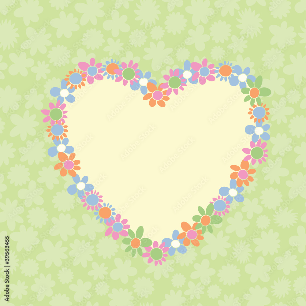 romantic  floral heart- shaped frame