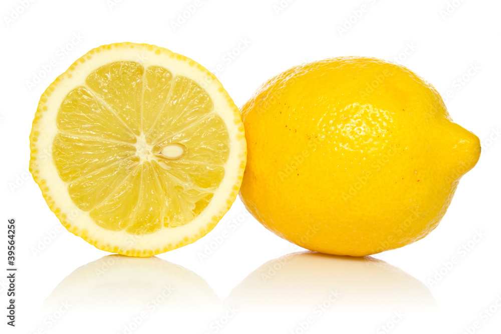 two lemons with reflection two lemons with reflection