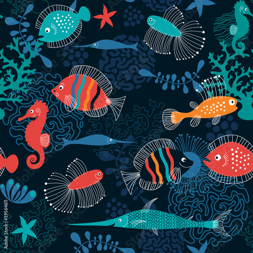 seamless pattern with fishes