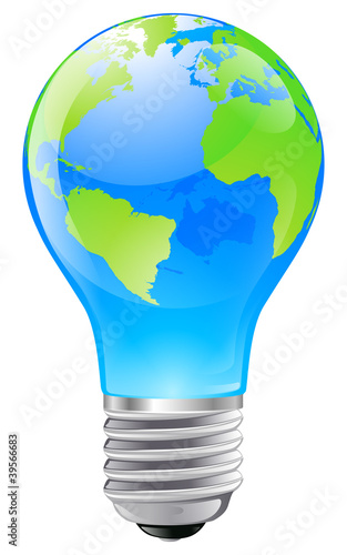 World globe light bulb concept