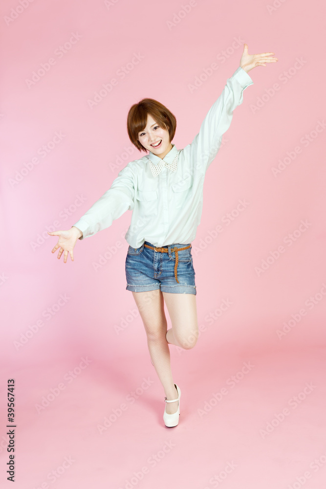 Beautiful young woman on pink background Beautiful young woman on pink background