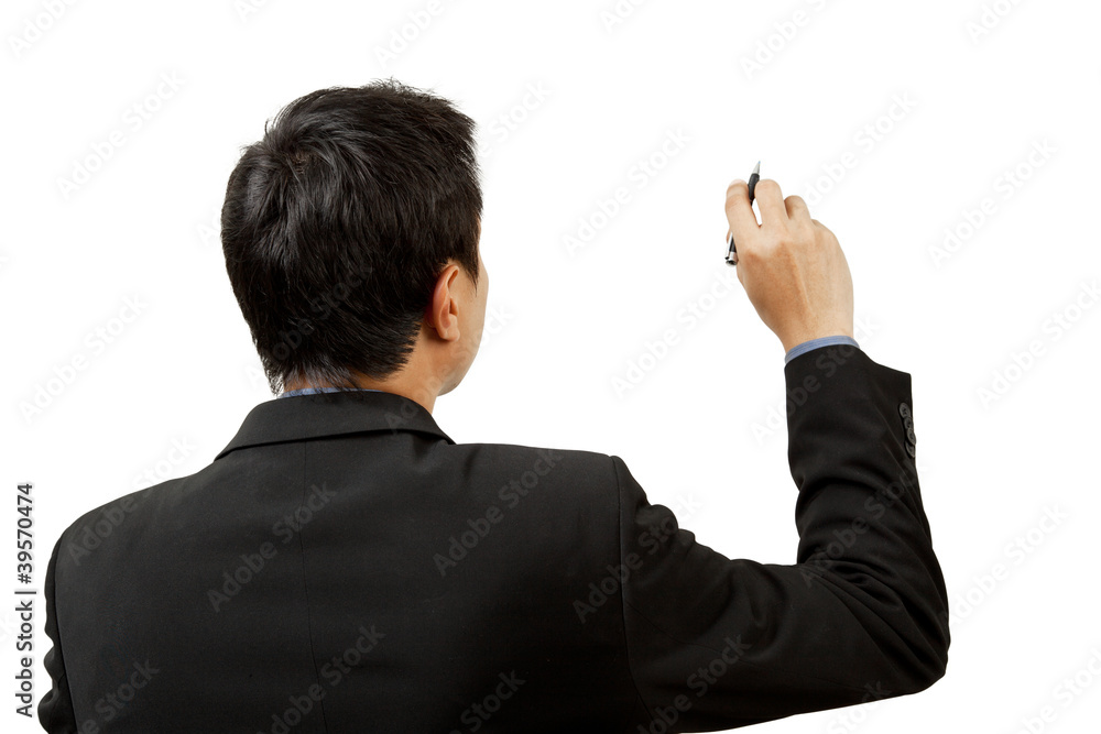 Businessman writing and pen Businessman writing and pen