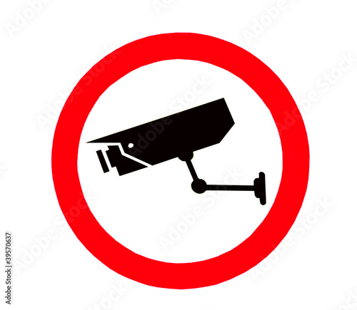 The Sign of Video surveillance sign isolated on white background