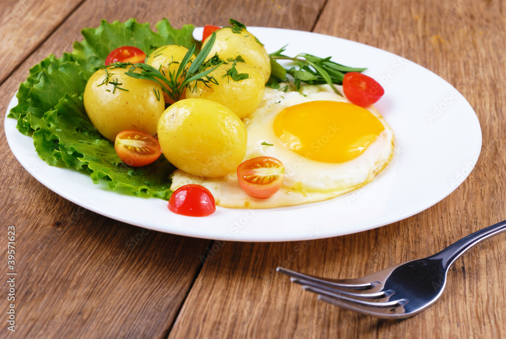 Fried egg with potato Fried egg with potato