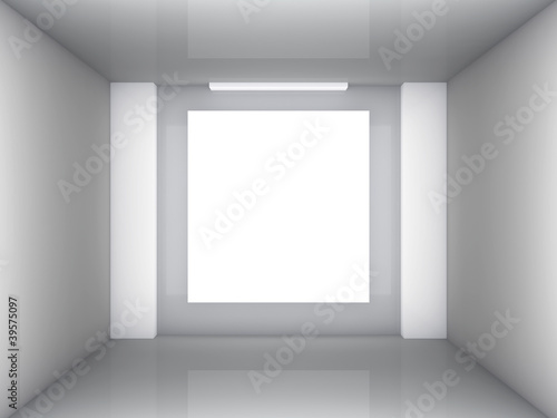 empty room with blank banner