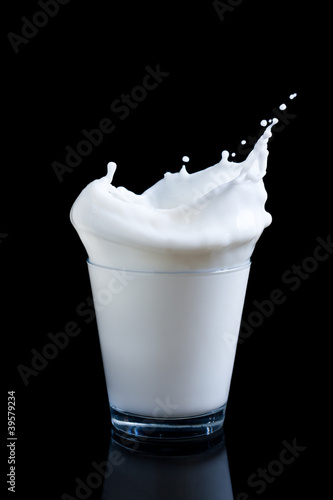 Milk splashing into glass