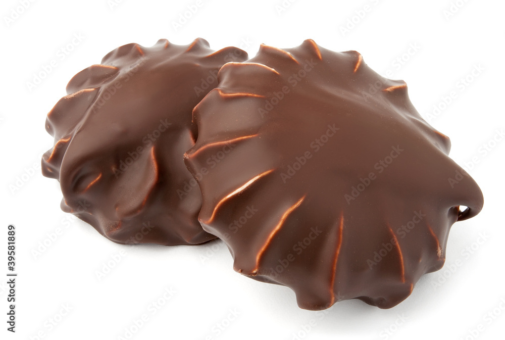 two marshmallows in chocolate two marshmallows in chocolate