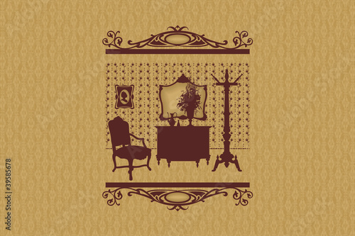 Room silhouette, furniture.