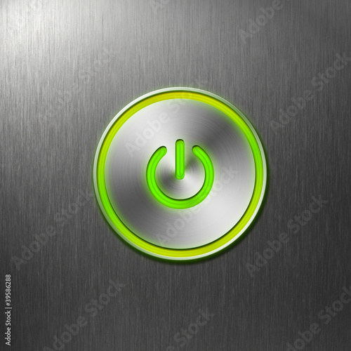 green power button on front...