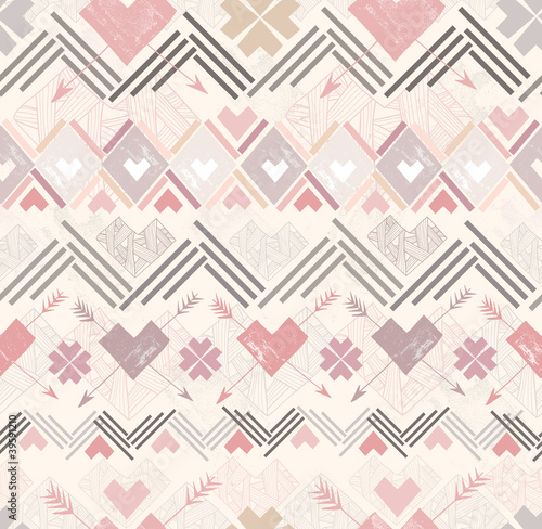 Abstract geometric seamless pattern. Aztec style pattern with he