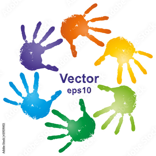 Vector conceptual human hands painted