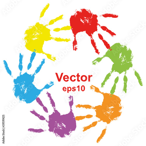 Vector conceptual human hands painted