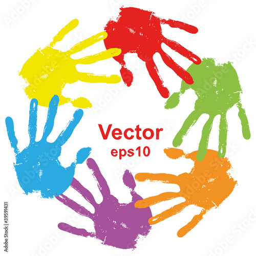 Vector conceptual human hands painted