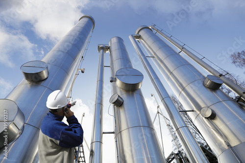 gas pipes construction inside oil refinery