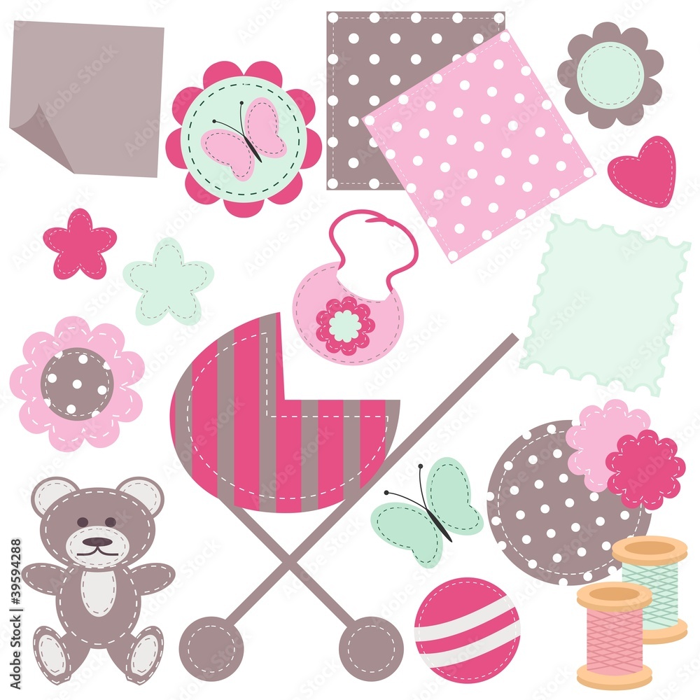 scrapbook objects on white background