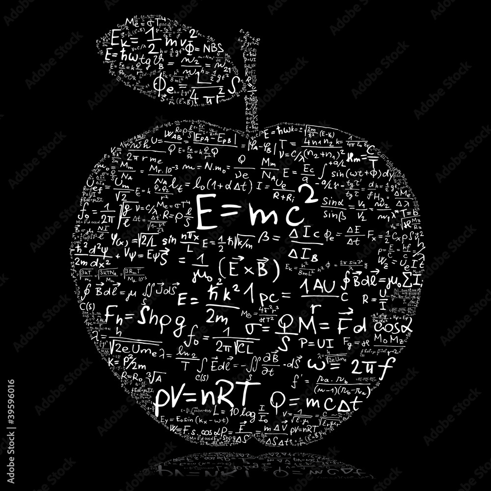Obraz premium Tablica z jabłkiem z równań i wzoru