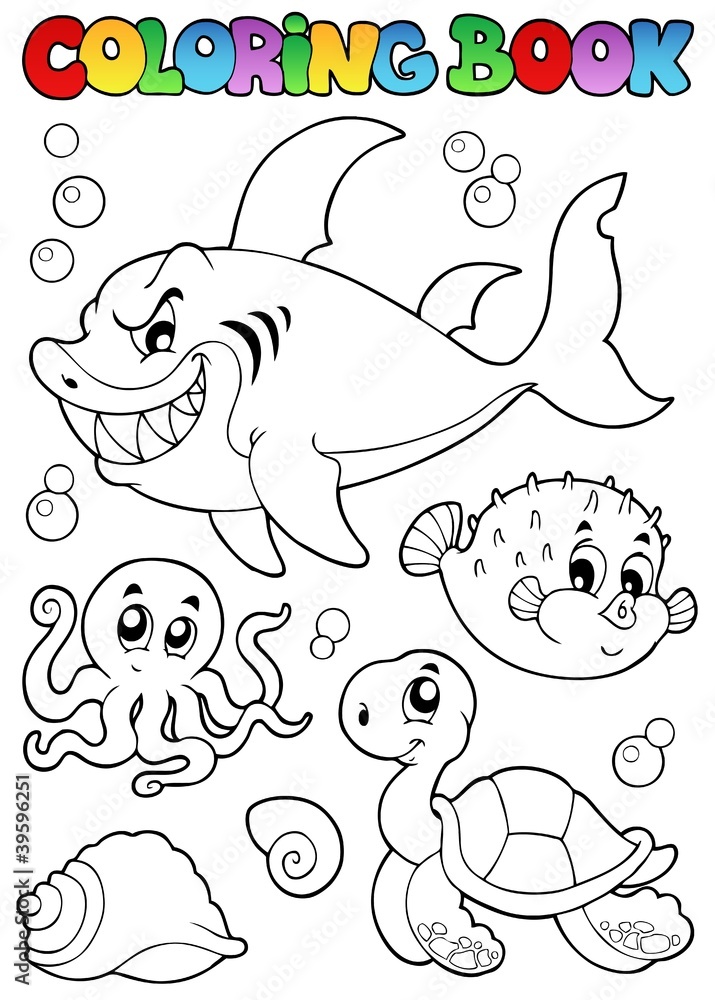 Coloring book various sea animals 1 Coloring book various sea animals 1
