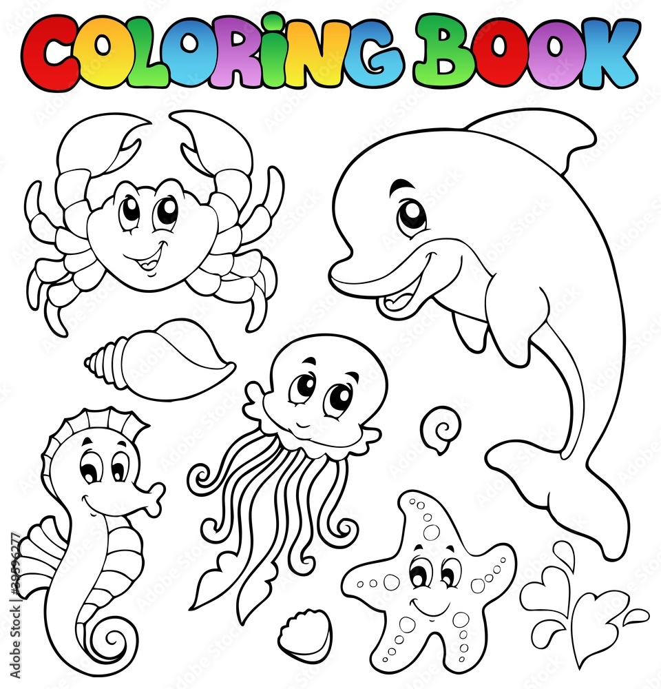 Naklejka premium Coloring book various sea animals 2