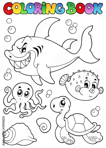 Coloring book various sea animals 1
