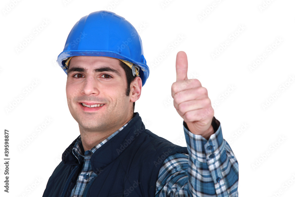 worker doing thumbs up