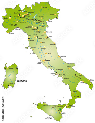 Italien als Übersichtskarte