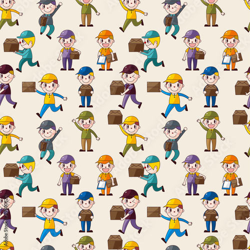 Express delivery people seamless pattern