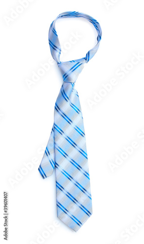 Elegant blue tie isolated on white