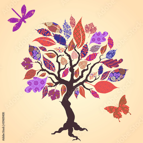 Vector tree with patch leaves