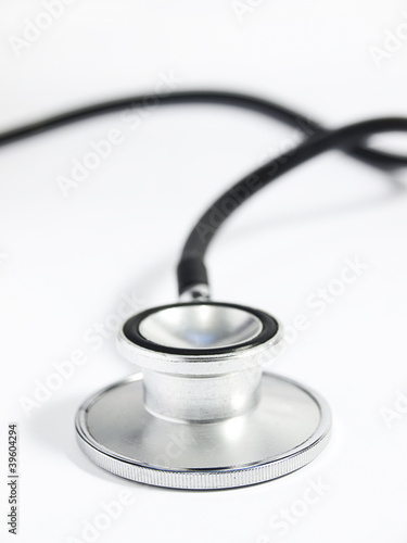 Close up of stethoscope isolated on white background