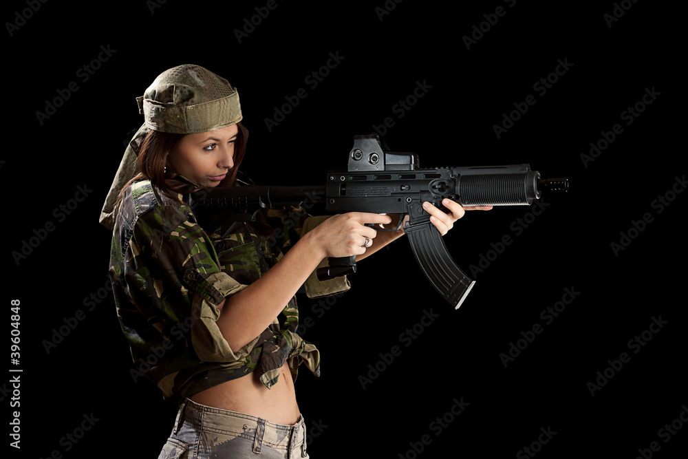 Beautiful woman in action pose Beautiful woman in action pose