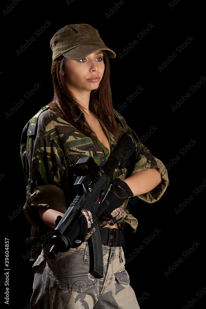 Beautiful girl with a rifle Beautiful girl with a rifle