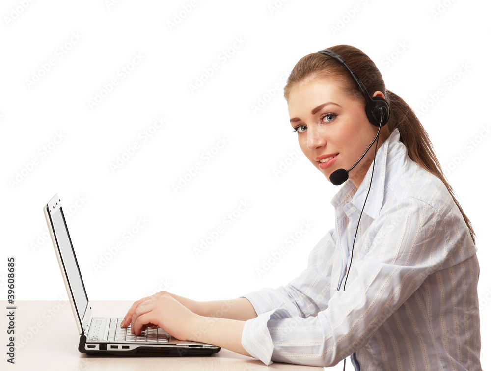 A female customer service consultant working A female customer service consultant working