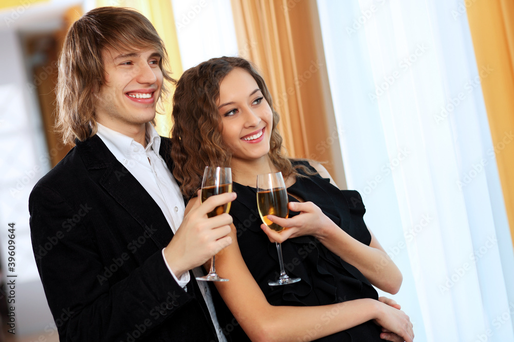 Couple in a restaurant with shampagne Couple in a restaurant with shampagne