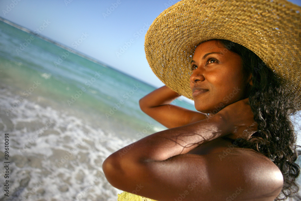 Woman in a straw hat